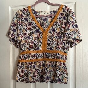 Hiatus Floral V-Neck Blouse - Multicolor